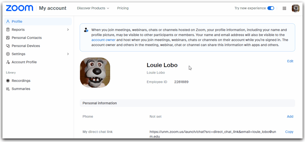 New Web Experience